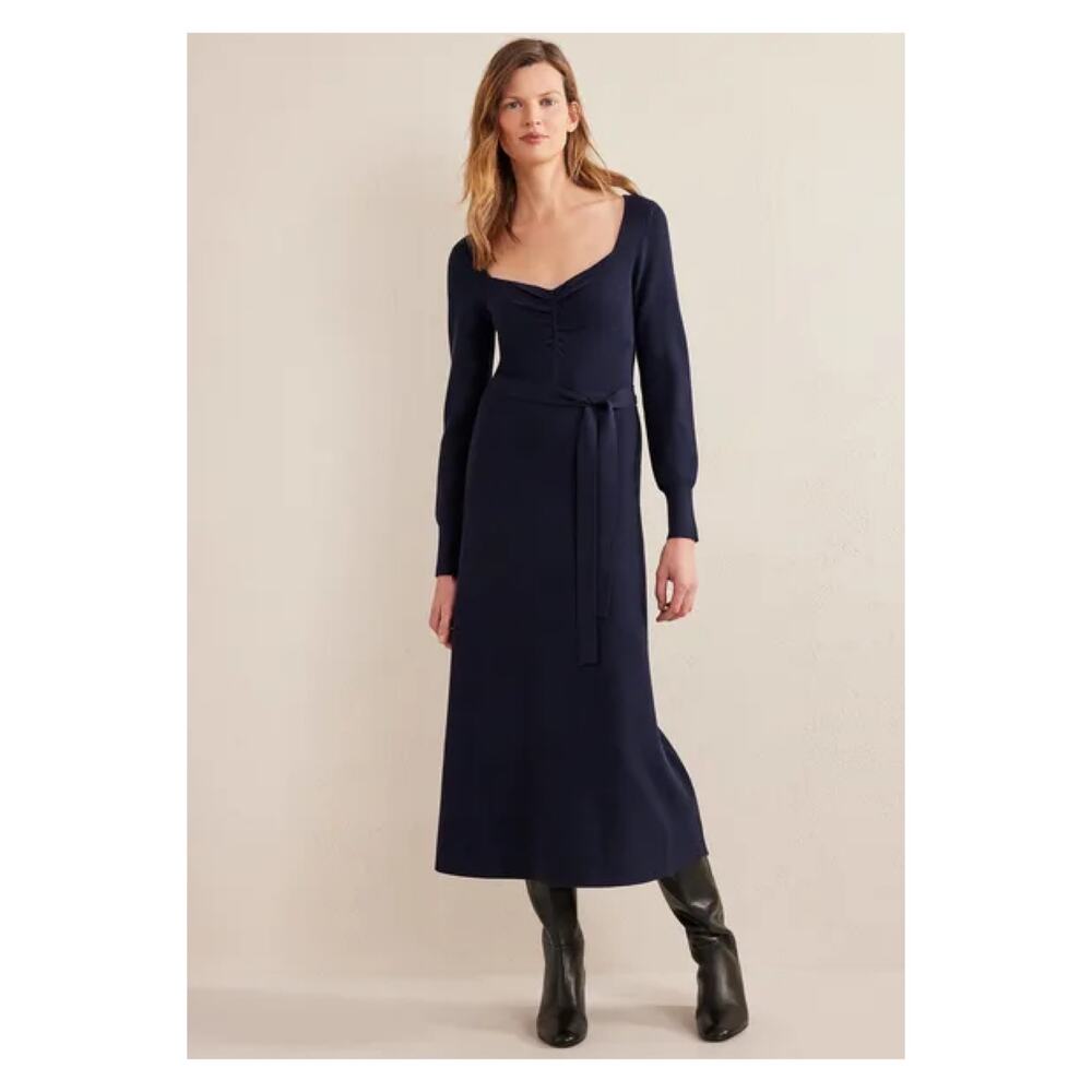 Boden Navy Blue Sweetheart Knitted Midi Dress Sz.20/22R NWT